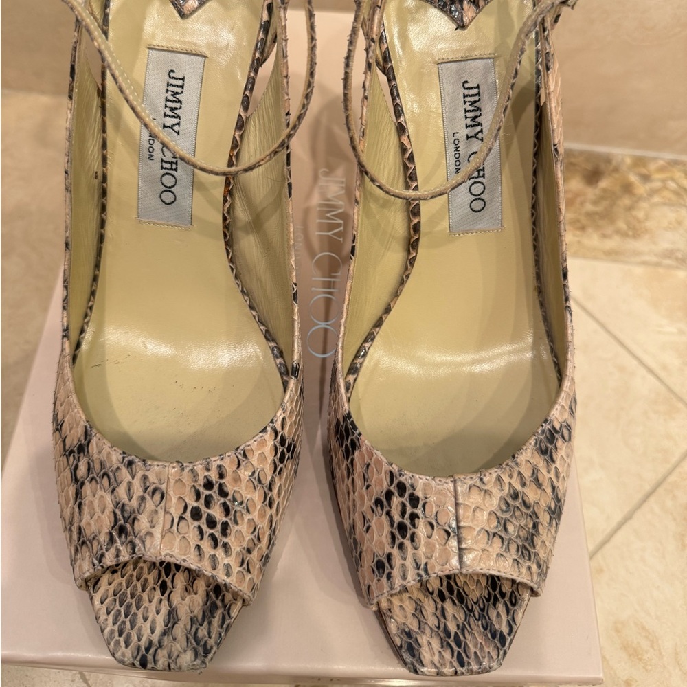 Jimmy Choo Pink Python Snake Skin Shoes - Picture 2 of 6